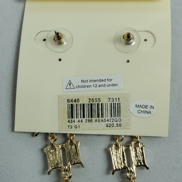 Macy's white dangle earrings - Picture 2 of 2